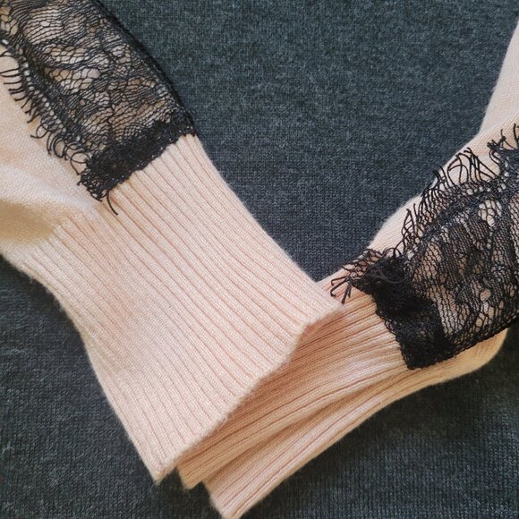 Colorblock Sweater Dress w Lace, Sz S-M - Picture 8 of 10